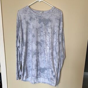 Light Gray Patterned Long Sleeve Top